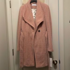 Women’s Calvin Klein Pink Asymmetrical Belted Wrap Coat NWT never worn size S